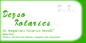 dezso kolarics business card